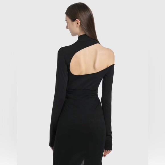 Helmut Lang Black Asymmetrical Cut Out Bodysuit - Picture 8 of 8